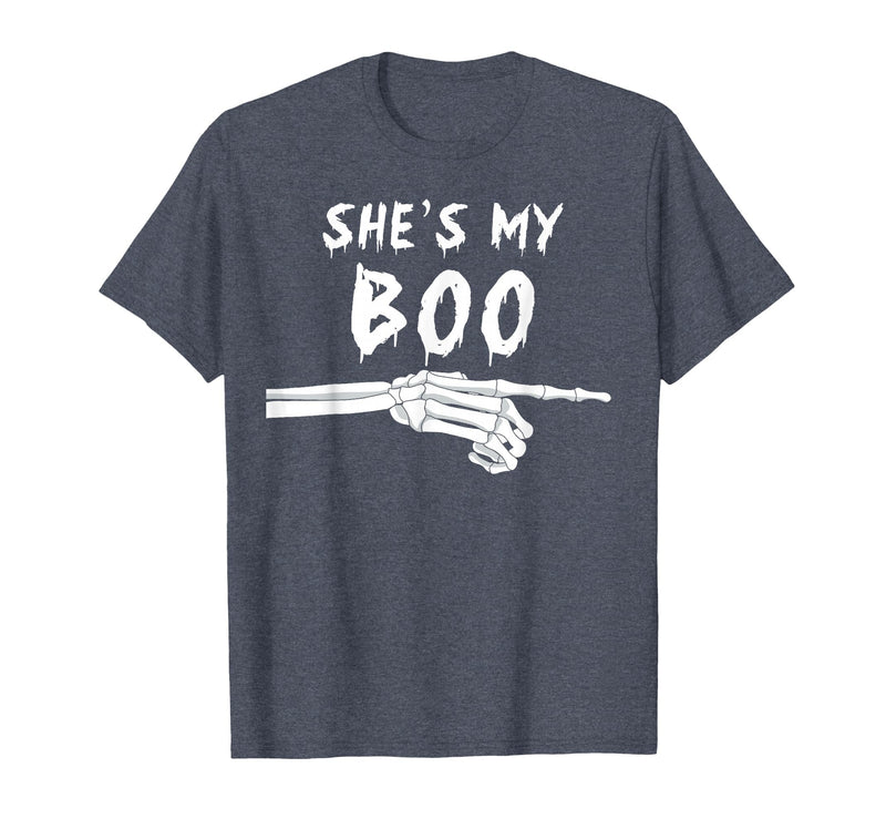 Miftees Matching Halloween Tees She's My Boo Matching Halloween Costume She's My Boo T-Shirt - Heather Blue