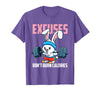 Excuses Don't Burn Calories Rabbit Fitness Gym Bunny T-Shirt in Purple Heather