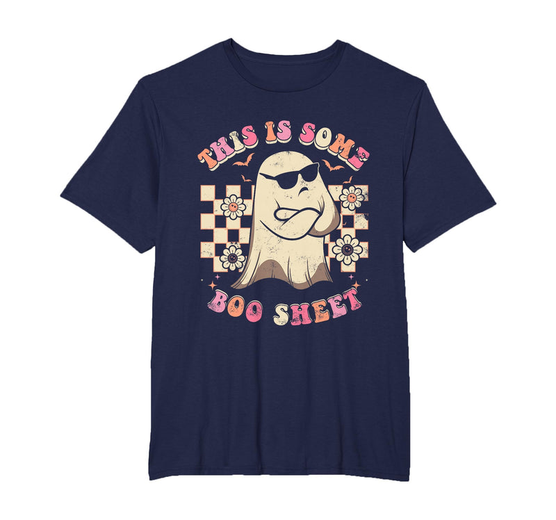 Groovy This is Some Boo Sheet Ghost Halloween Tee This is Some Boo Sheet Retro Halloween Costume for Men Women T-Shirt -