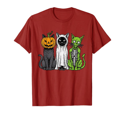 Halloween Tees for Women Men Kids Skeleton Cat Pumpkin Ghost Halloween Kitty Meow Girl Boy Kid T-Shirt