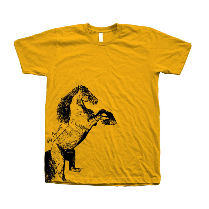 Couthclothing Men's Horse Crew Neck American Apparel T-Shirt - Gold