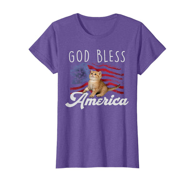God Bless America Cat American Flag T-Shirt