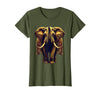 Mademark Ornate Parade Elephant Illustrated Graphic T-Shirt - Women - Olive Green