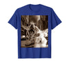 Funny Bunny Rabbit Selfie with T-Rex Tyrannosaurus Dinosaur T-Shirt in Royal Blue