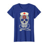 Halloween Nurse Shirts For Women Scrub Costumes Nurse Sugar Skull Stethoscope RN Medical Halloween Costume T-Shirt - Royal