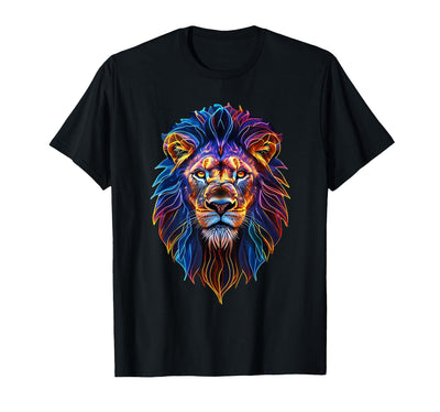 Glow Lion Head Art Psychedelic Jungle Animal Face T-Shirt