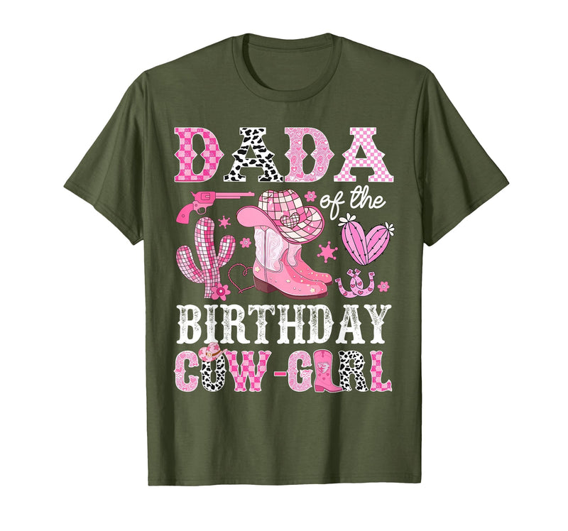 Pink Western Cowgirl Bday Party Family Matching Dada of The Birthday Cow-Girl Rodeo Cowgirl Bday T-Shirt - Olive Green