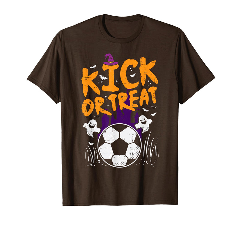 Halloween Shirts For Women Men Kids Boys Girls Halloween Soccer Kick Or Treat Football Costume Boys Kid Men T-Shirt - Brown