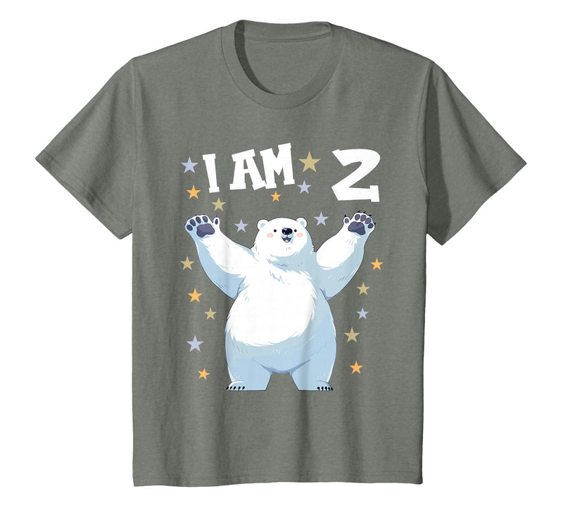 2 years old 2nd birthday Polar Bear Kids 2 Years Old 2 Birthday Polar Bears Boy Girl Polar Bear T-Shirt - Olive Heather