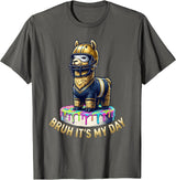 Bruh It's My Day Funny Llama Pinata Birthday Kids Party T-Shirt - Asphalt Grey