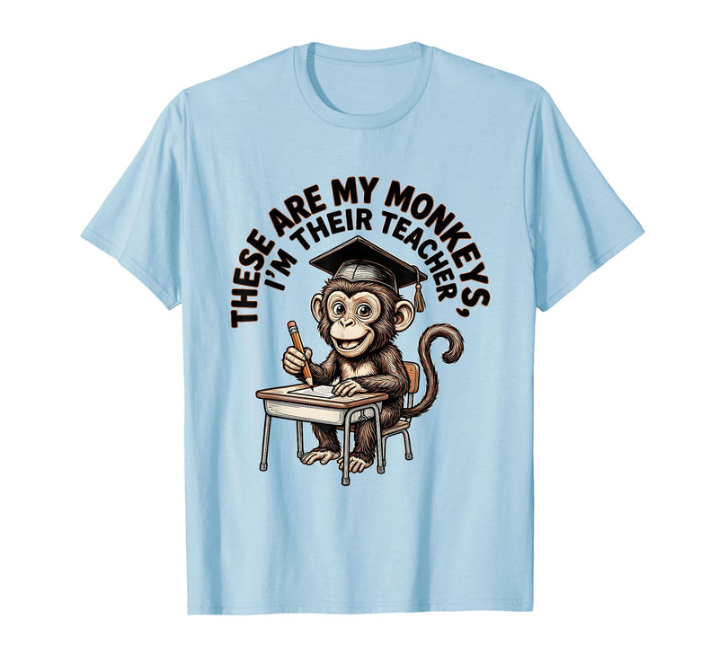 Mademark These Are My Monkeys I'm Their Teacher Circus Design T-Shirt - Men - Baby Blue