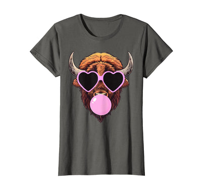 Cow Buffalo Blowing Bubble Gum Animal Bison Western Wearing T-Shirt