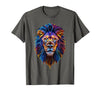 Psychedelic Jungle Glow Animal Art Glow Lion Head Art Psychedelic Jungle Animal Face T-Shirt - Asphalt Grey