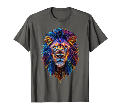 Glow Lion Head Art Psychedelic Jungle Animal Face T-Shirt