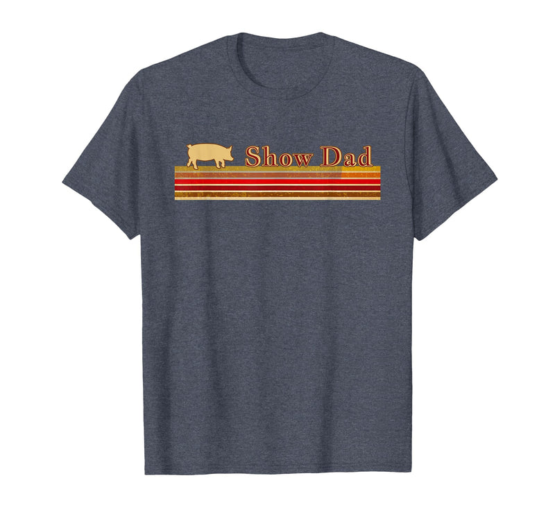 Showing Cattle T-Shirts And Apparel Show Dad - Fun Distressed Look for Showing Pigs T-Shirt - Heather Blue
