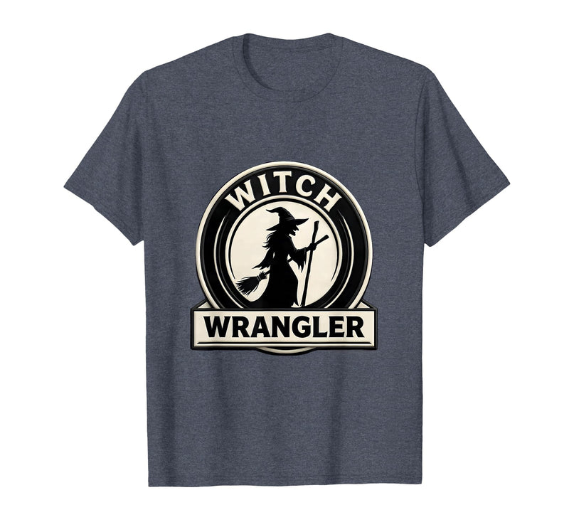 Mademark Witch Wrangler Funny Family Halloween Party Costume T-Shirt - Heather Blue