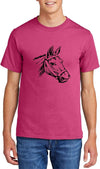 Comical Shirt Horse Graphic Top for Equestrian and Animal Lovers Cotton Tee Adult Youth Tall Men Women - Pink