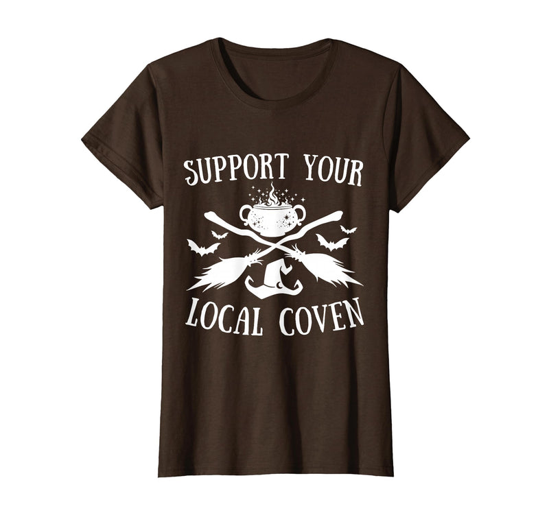 Support Your Local Coven Halloween tee Support Your Local Coven Halloween Coven Witch T-Shirt - Brown