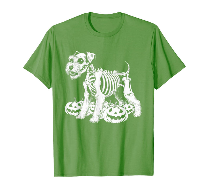 Miniature Schnauzer Lovers Halloween Dog Costume Miniature Schnauzer Skeleton Birthday Halloween Mens Womens T-Shirt - Grass