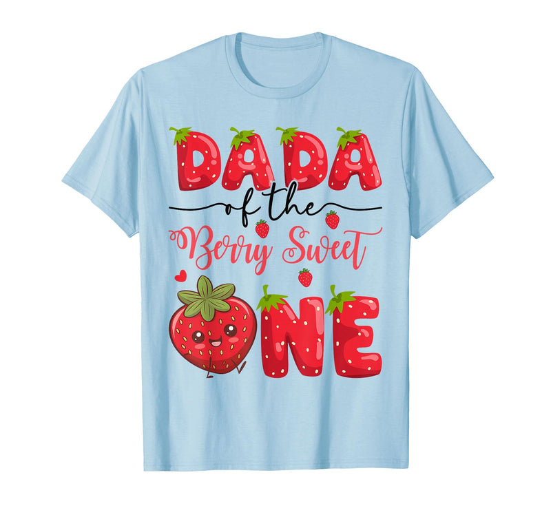 Kawaii Strawberry 1St Birthday Matching Dada of The Berry Sweet One Strawberry First Birthday T-Shirt - Baby Blue