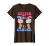 Funny Bear Blue Pink Gender Reveal Men Women Keeper of The Gender Reveal Cute Bear Balloons Pink Or Blue T-Shirt - Brown