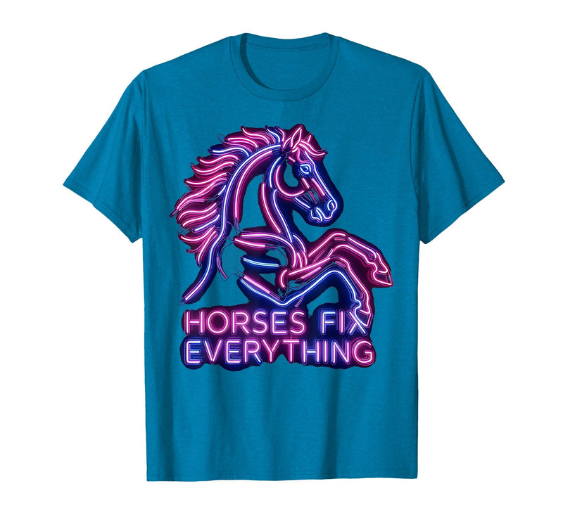 Mademark Horses Fix Everything Horse Riding Design T-Shirt - Men - Sapphire Blue