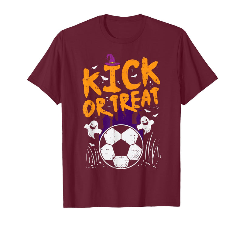 Halloween Shirts For Women Men Kids Boys Girls Halloween Soccer Kick Or Treat Football Costume Boys Kid Men T-Shirt -