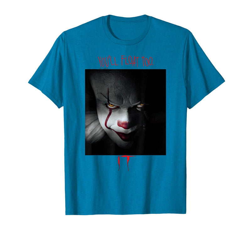 IT Films/TV Series - Pennywise You'll Float Too T-Shirt - Sapphire Blue