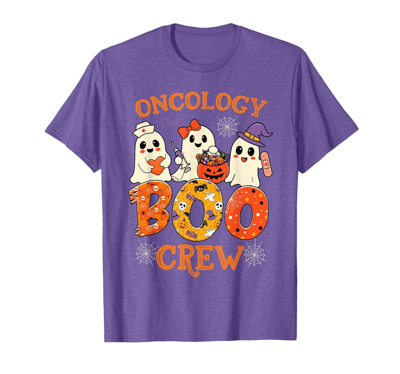 Oncology Boo Crew Funny Ghost Halloween Spooky Costume Nurse T-Shirt - Purple Heather