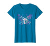 Butterfly Prayer Graphic Jesus Christian Cross Butterfly Prayer Jesus Christian Cross Floral Pattern T-Shirt - Sapphire Blue