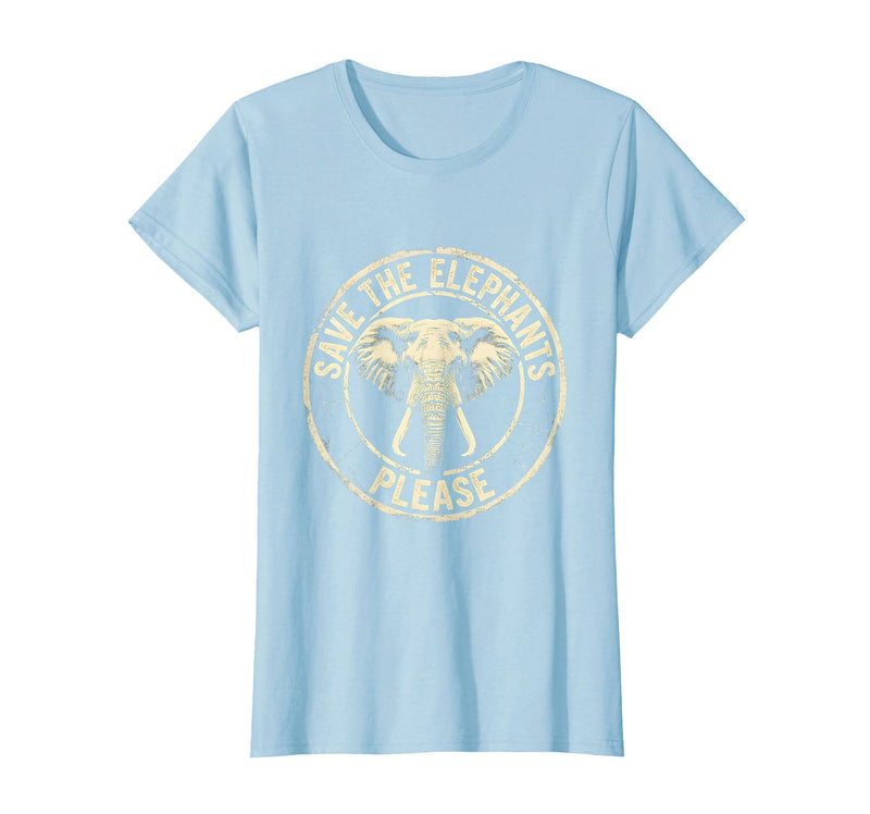 Mademark Save The Elephants Please Wildlife Advocate Design T-Shirt - Women - Baby Blue