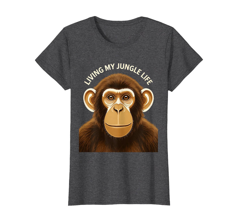 Mademark Living My Jungle Life Monkey Design T-Shirt - Women - Dark Heather Grey