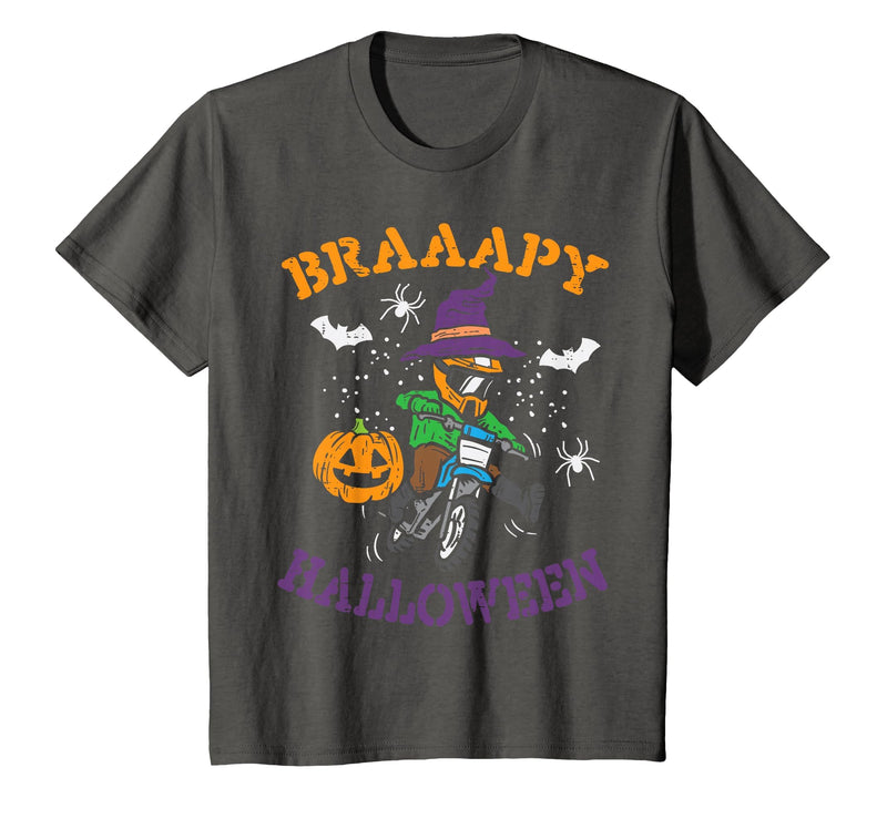 Halloween Shirts For Women Men Kids Boys Girls Motocross Braaapy Halloween Costume Dirt Bike Boys Kids T-Shirt - Asphalt Grey