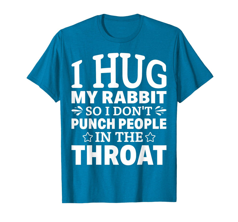 I Hug My Rabbit I Easter Bunny Design Lionhead Rabbit T-Shirt in Sapphire Blue