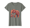 Mademark Elephant Mother and Calf Touching Trunks Design T-Shirt - Women - Olive Heather