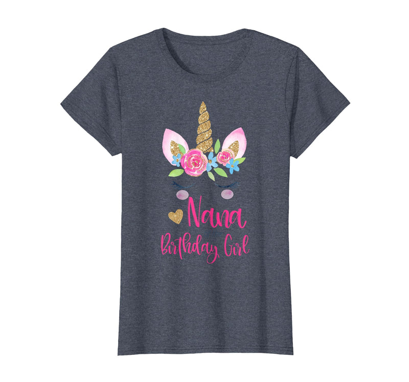 Unicorn Birthday Girl Family Shirts Unicorn Nana of The Birthday Girl Shirt Matching Party Tee T-Shirt - Heather Blue