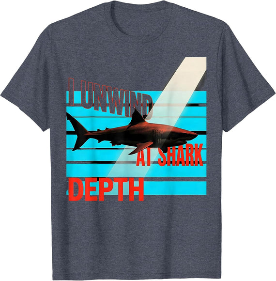 Men's I Unwind At Shark Depth Funny Scuba Diving Diver Gift T-Shirt - Heather Blue