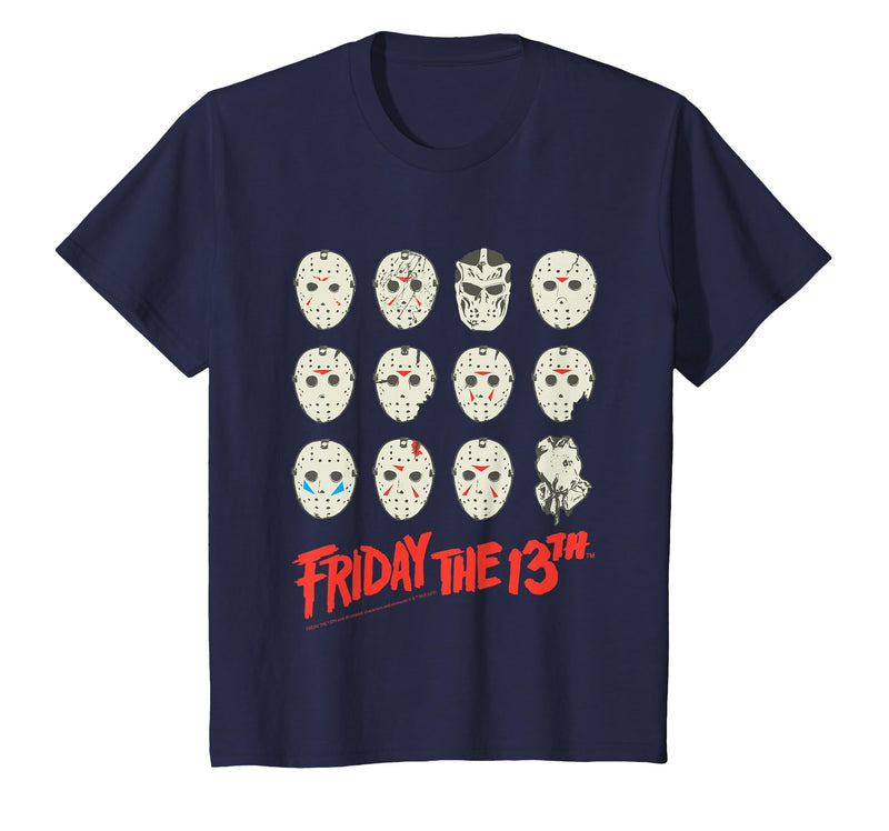 Friday The 13th Halloween Design Masks T-Shirt - Navy Blue