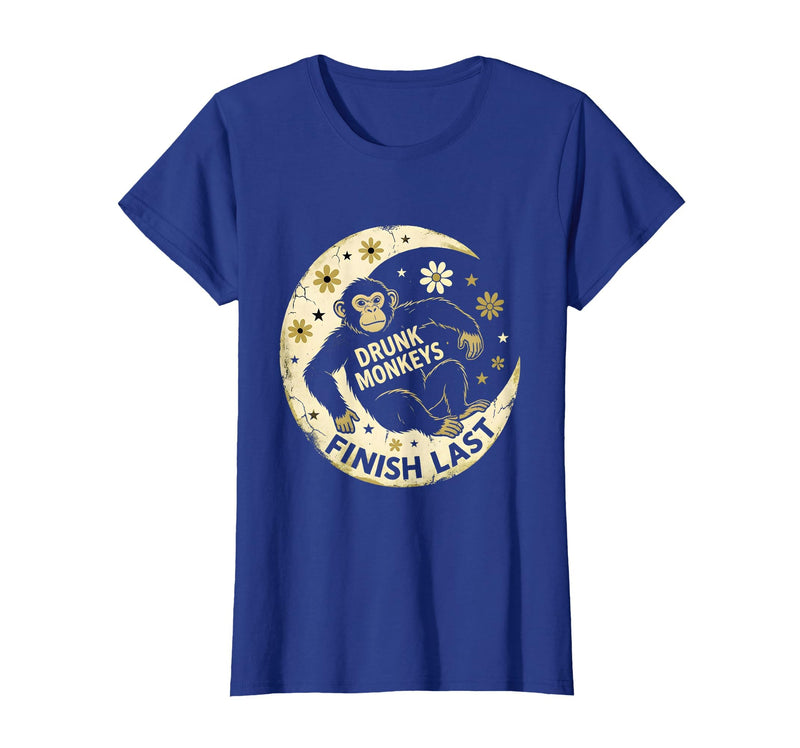 Mademark Drunk Monkeys Finish Last Sober Men Design T-Shirt - Women - Royal Blue
