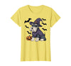 Witch Schnauzer Dog Halloween Outfits Schnauzer Dog Scary Pumpkin Bat Witch Schnauzer Halloween T-Shirt - Lemon Yellow