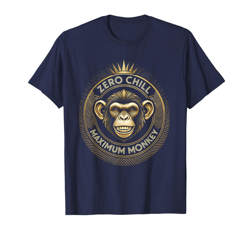 Mademark Zero Chill Maximum Monkey Fun Graphic Design T-Shirt - Men - Navy Blue
