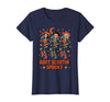 Dancing Skeleton Girls Retro Country Halloween Tee Boot Scootin Cowgirl Spooky Western Line Dance T-Shirt - Navy Blue