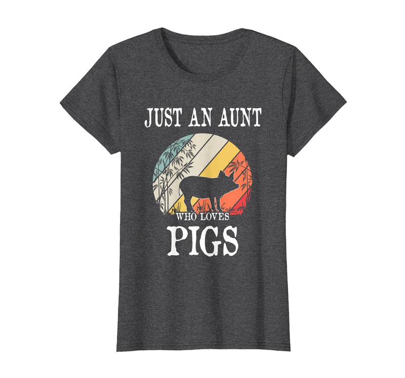 Pigs Lover Gift Co. Just an Aunt Who Loves Pigs T-Shirt - Dark Heather Grey