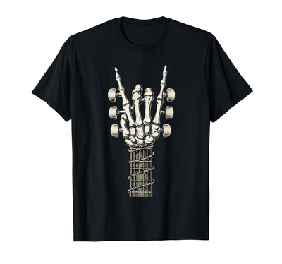Rock and Wear Gifts Men Women Kids Skeleton Guitar Hand Rock On Guitarist Rock Band Music T-Shirt