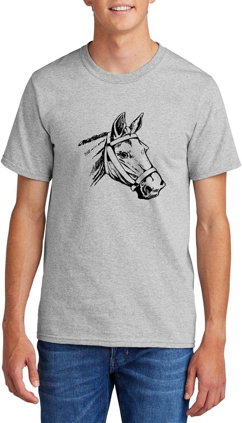 Comical Shirt Horse Graphic Top for Equestrian and Animal Lovers Cotton Tee Adult Youth Tall Men Women - Ash Grey
