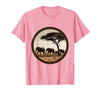 Mademark Elephant Herd Crossing Dusty Savanna Plains T-Shirt - Men - Pink