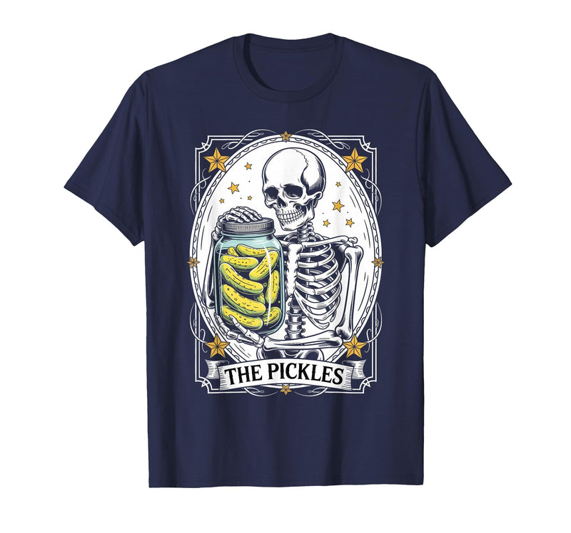 Tarot Card Skeleton Halloween Ades.shirt The Pickles Tarot Card Skeleton Canning Season Gardener T-Shirt - Navy Blue
