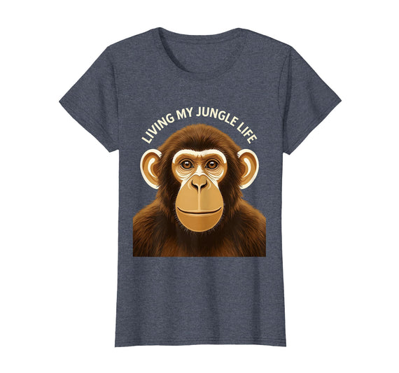 Mademark Living My Jungle Life Monkey Design T-Shirt - Women - Heather Blue