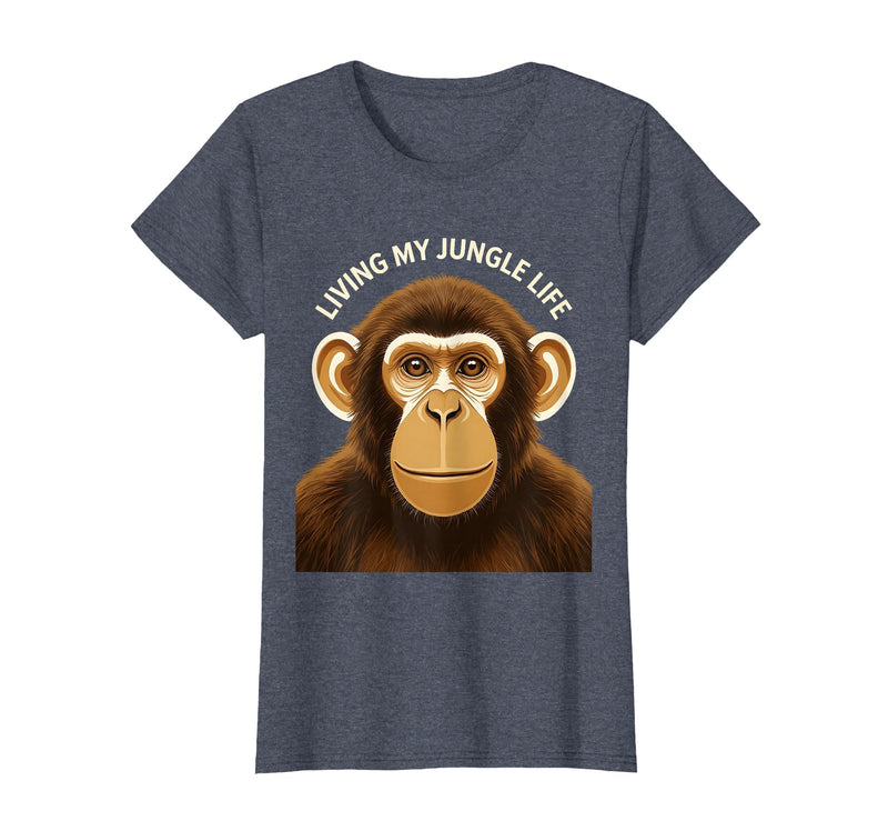 Mademark Living My Jungle Life Monkey Design T-Shirt - Women - Heather Blue