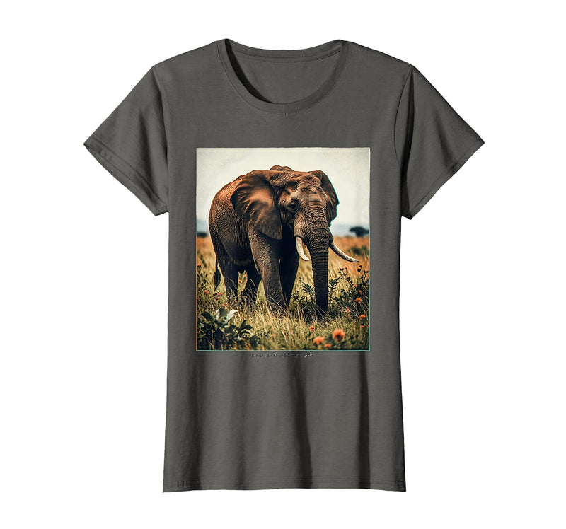 Mademark Wild Heart, Gentle Giant Elephant Nature Design T-Shirt - Women - Asphalt Grey